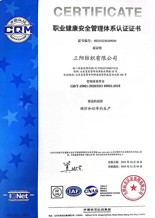 职业健康安全管理体系认证